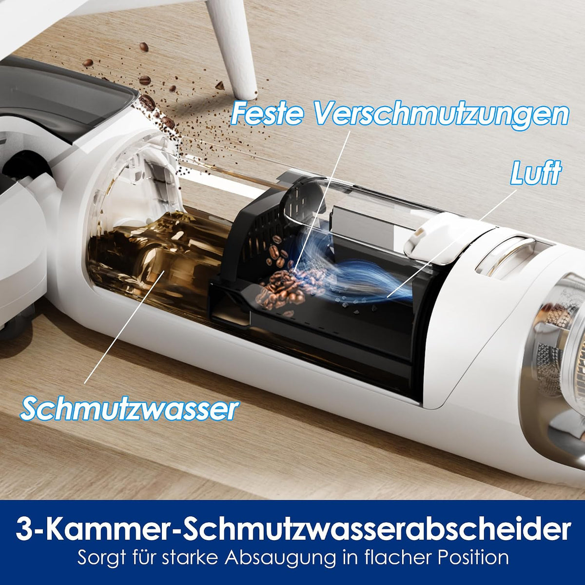 Tineco Floor One Stretch S6 Nass Trockensauger, 20Kpa，180°-Flachdesign