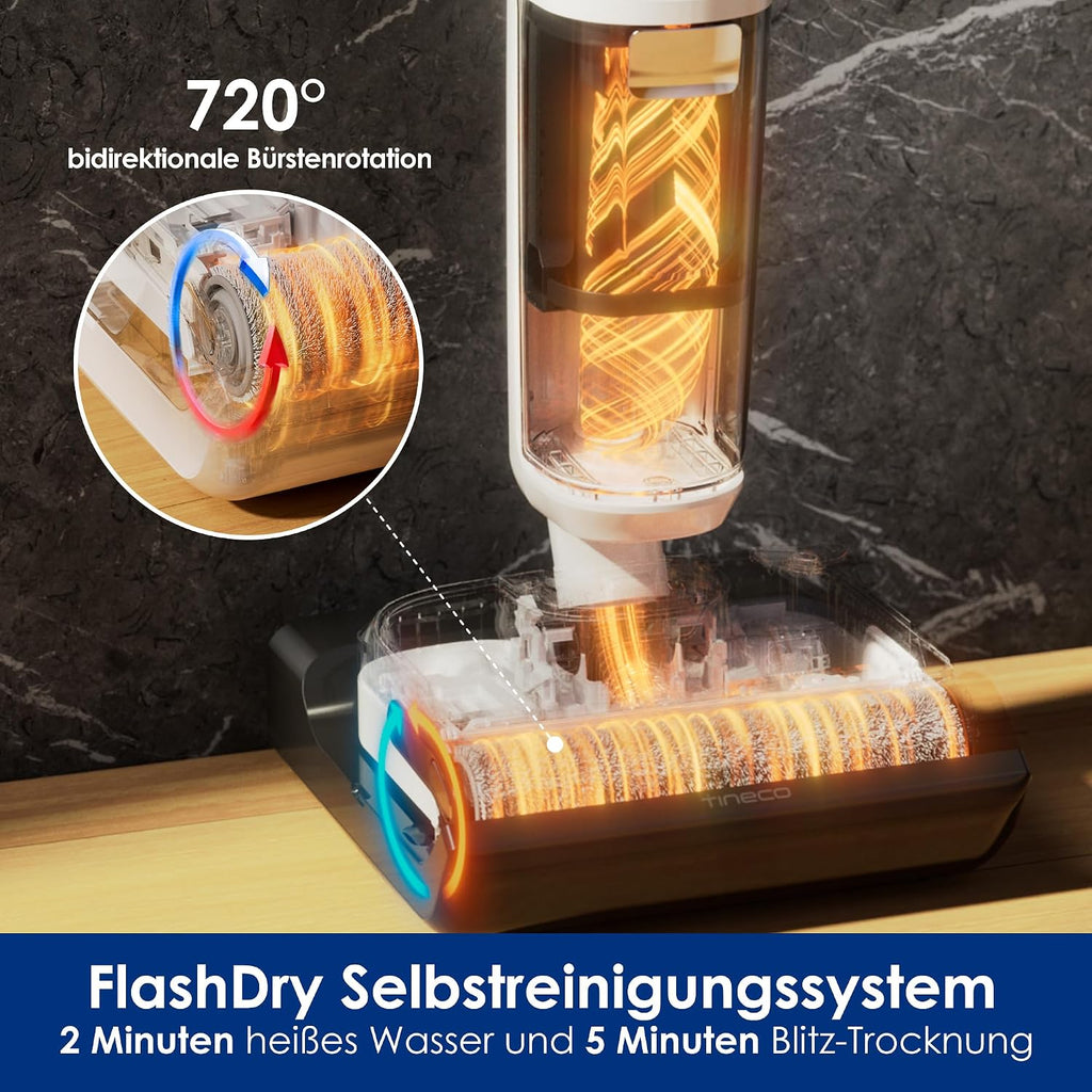 Tineco Floor One Stretch S6 Nass Trockensauger, 20Kpa，180°-Flachdesign