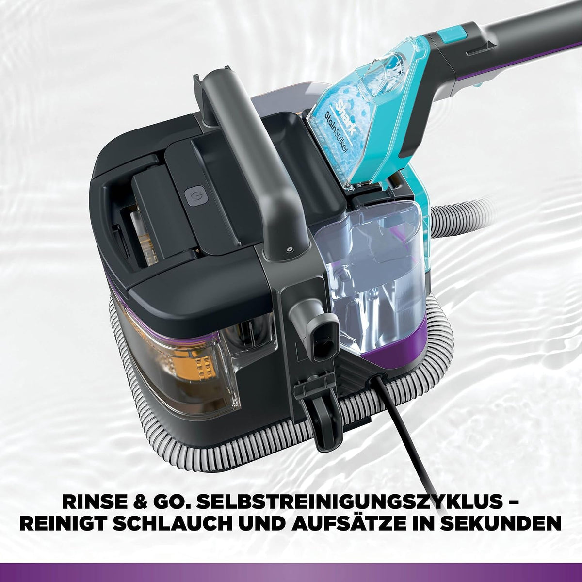 Shark StainStriker HairPro Pet Fleckenreiniger, 450 W Saugkraft, entfernt hartnäckige Flecken, Gerüche und festsitzende Tierhaare, leicht & tragbar, inkl. 4 Aufsätze und 2 Reinigungsmittel PX250EUT