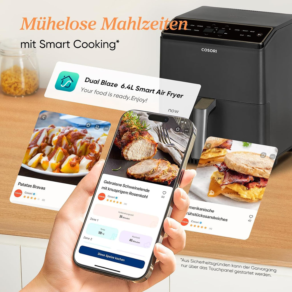 Cosori Airfryer, 11-in-1 6,4L Heißluftfritteuse, Dual Blaze Technologie