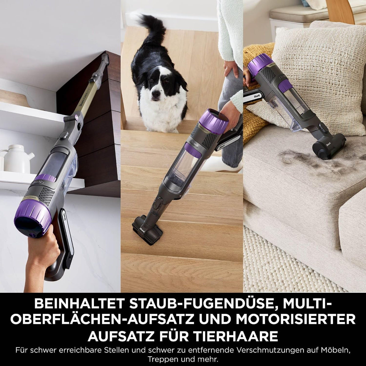 Shark PowerDetect Akku-Staubsauger mit Absaugstation, 70 Min., Weiß/Grau