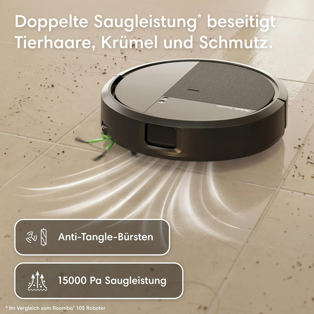 Roomba 115 Saugroboter, 15.000 Pa Saugkraft, Laser-Navigation