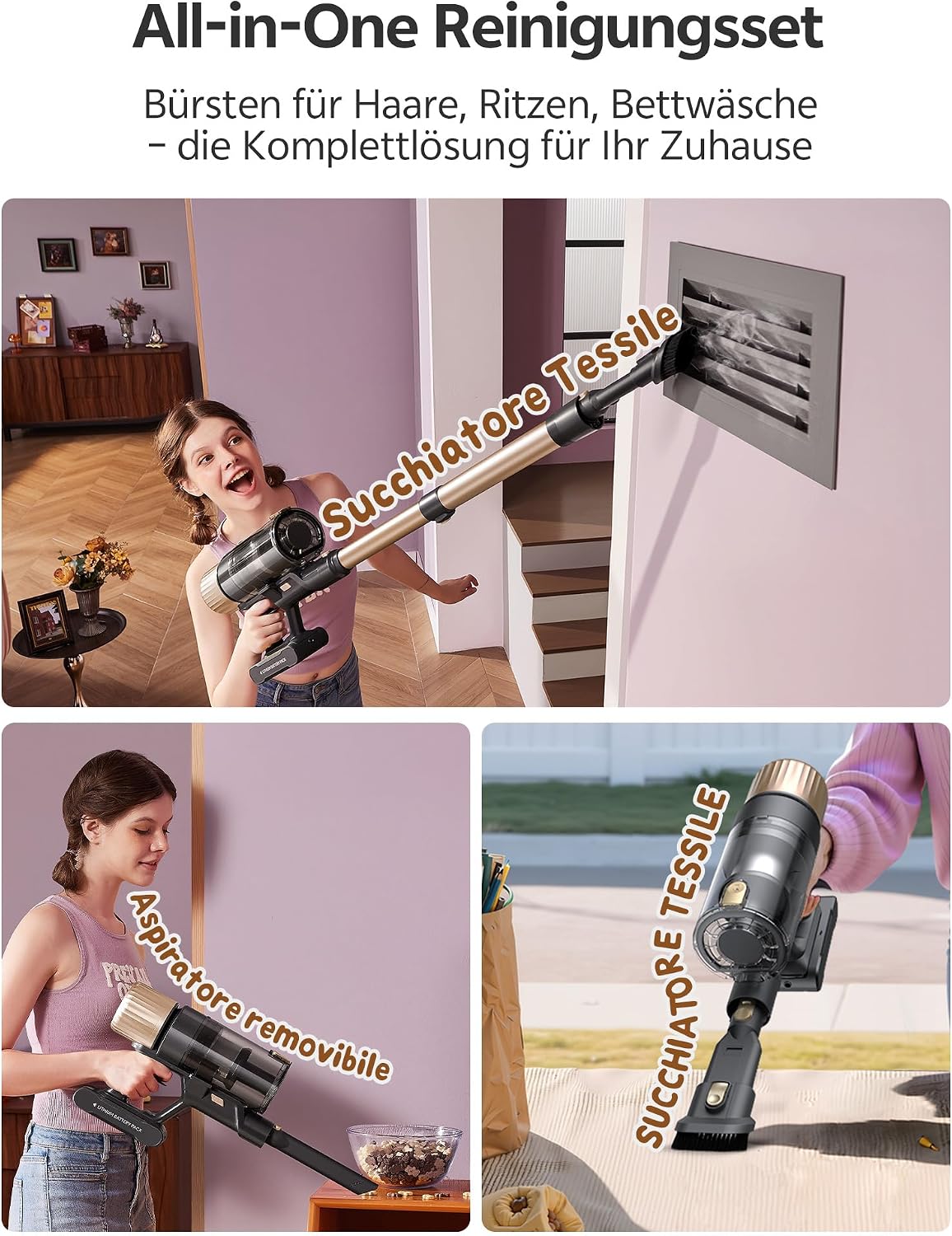 Ultenic Akku Staubsauger, 600W/55000Pa/ 65Min, Staubsauger Kabellos mit GreenEye Technologie, Teleskoprohr& Freistehend, 6 Schichten Filter, Anti-Verhedderungs-Bürste, for Tierhaare/Teppiche/Hartböden