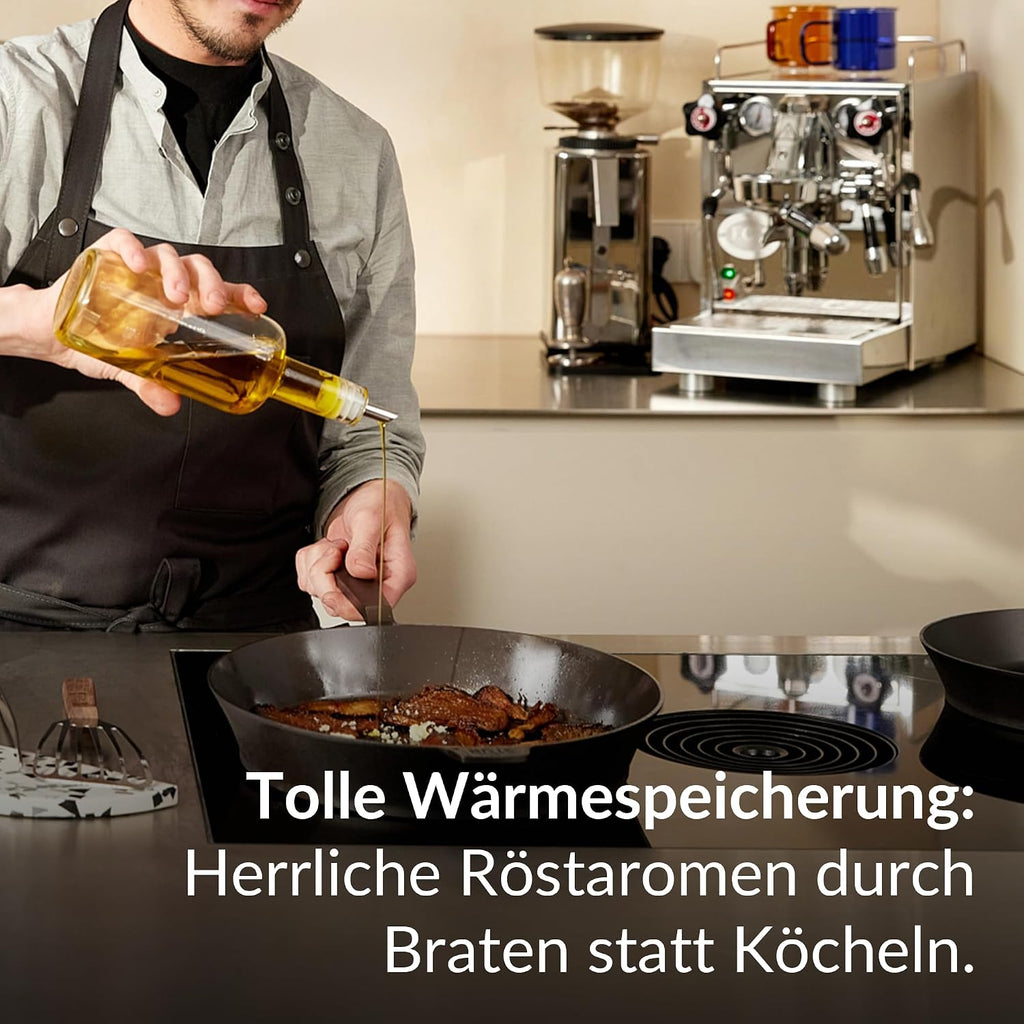 STUR Gusseisenpfanne 28 cm, Cast Iron Pan für alle Herdarten