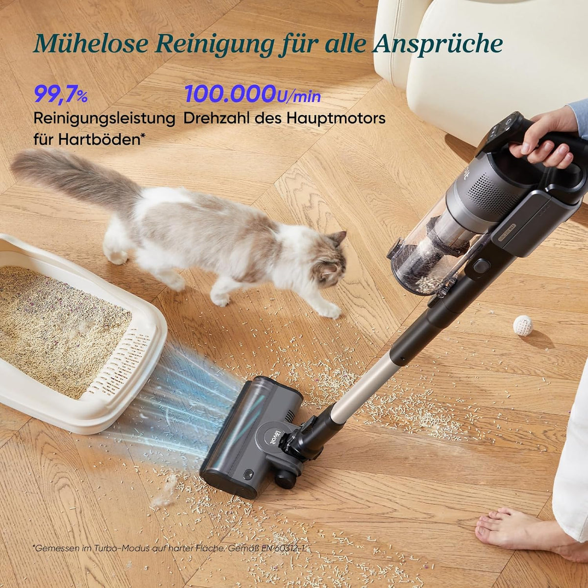Levoit Akku Staubsauger LVAC 200 MAX, bis 100 m², Anti Tangle, 99,99% HEPA