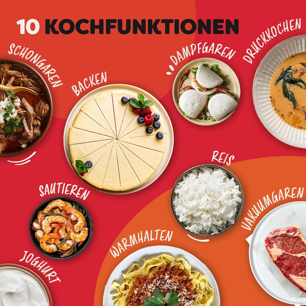 Instant Pot Pro, 5,7L Elektro-Multikocher, 10-in-1 Schnellkochtopf, Schwarz