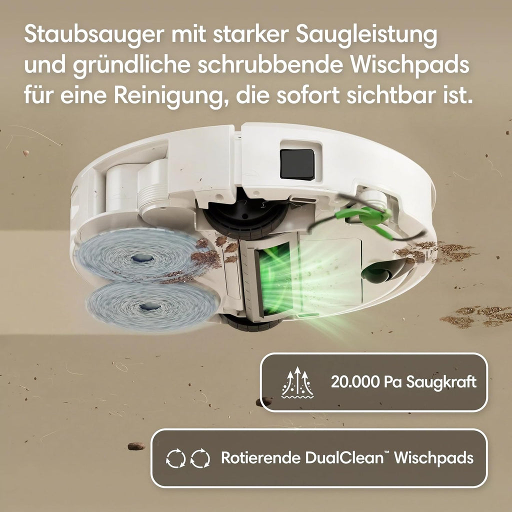 iRobot Roomba Plus 416 Saugroboter, AutoWash Basis, Rotierende Wischtücher
