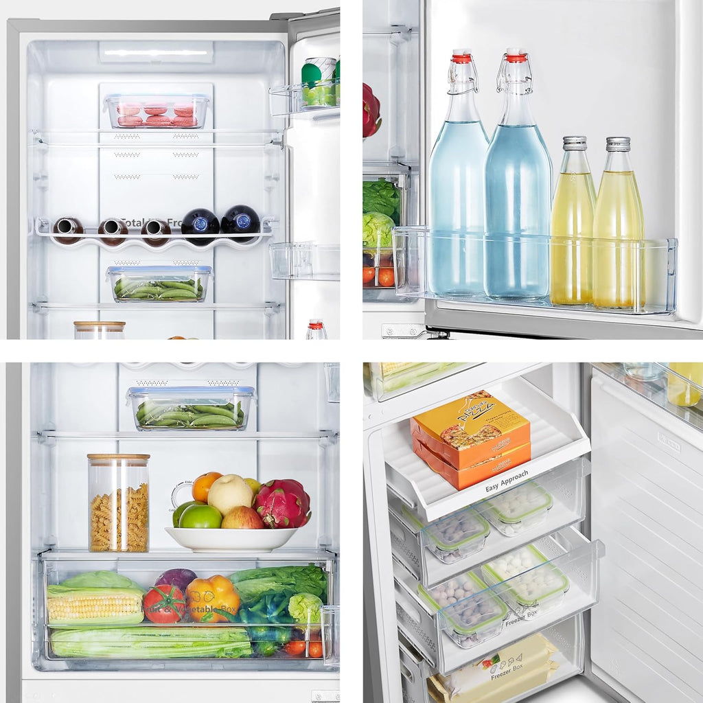Hisense RB327N4AD2 Kühl-Gefrierkombination/NoFrostPlus/Multiflow 360°/ Flaschenhalter/HolidayMode/FreshZone/ 256L (171+85)/ Essential/BxHxT: 55×182,4×55,7cm/ Silber [Energieklasse E]