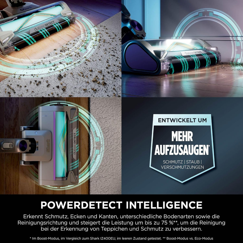 Shark PowerDetect Akku-Staubsauger mit Absaugstation, 70 Min., Weiß/Grau