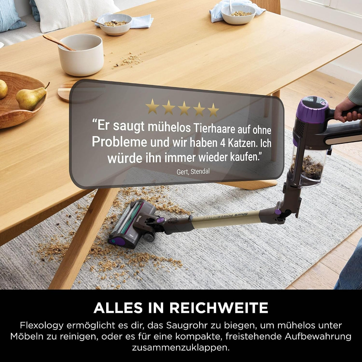 Shark PowerDetect Akku-Staubsauger mit Absaugstation, 70 Min., Weiß/Grau